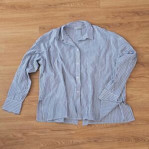 Vince Striped Shirt Boxy Button-down  Oversized Top Cotton Size M Preppy